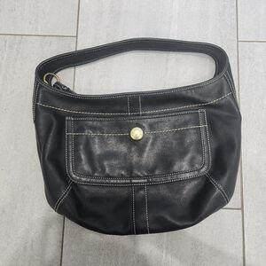Coach Black Leather Hobo with Gold Accent